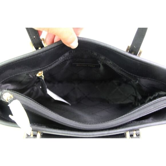 NWT Michael Kors BLACK GENUINE LEATHER SHOULDER BAG HOBO TOTE HANDBAG PURSE - Picture 9 of 15